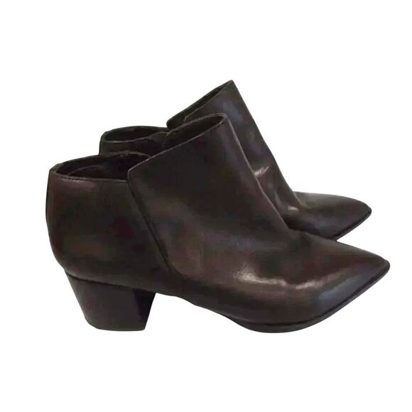 Karl Lagerfeld Brown Leather Boots 7M Pointed Toe Block Heel Ankle - Picture 4 of 4